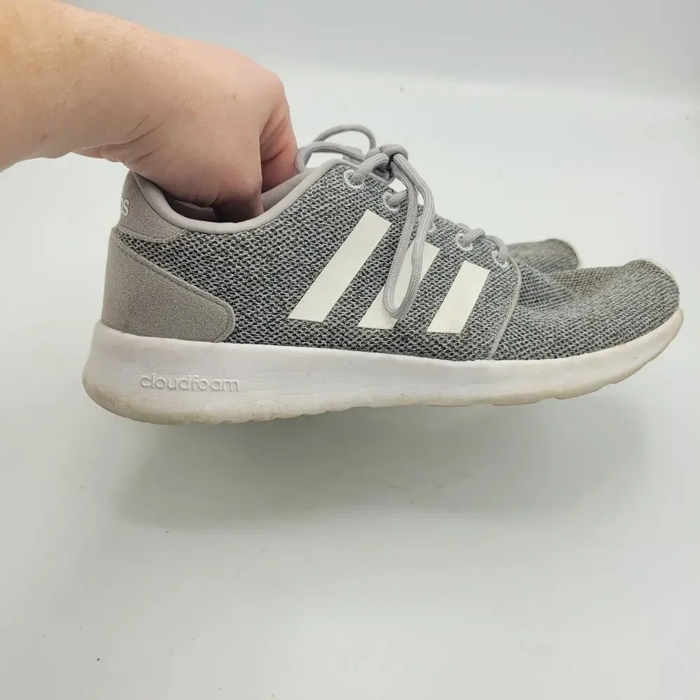 Adidas Cloudfoam QT Racer‎ Gray White Athletic Running Shoes Mens Size 8